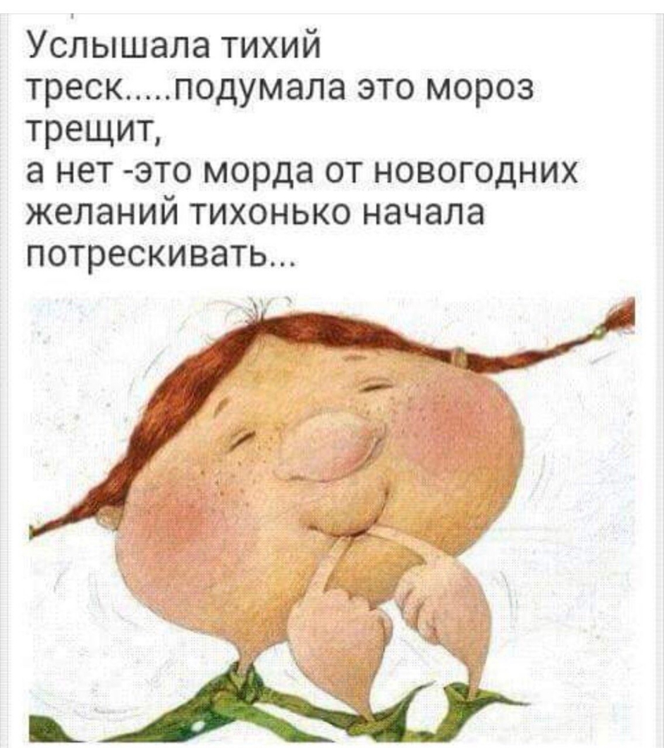 Услышала тихий треск подумала это мороз трещит а нет это морда от новогодних желаний тихонько начала потрескивать