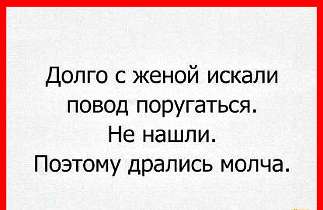 Долго с женой искали повод поругаться Не нашли Поэтому дрались молча