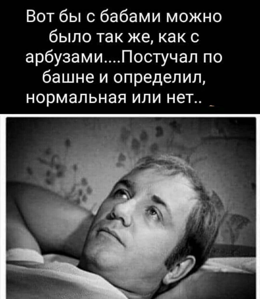 Вот бы с бабами можно было так же как с арбузамиПостучал по башне и определил нормальная или нет _