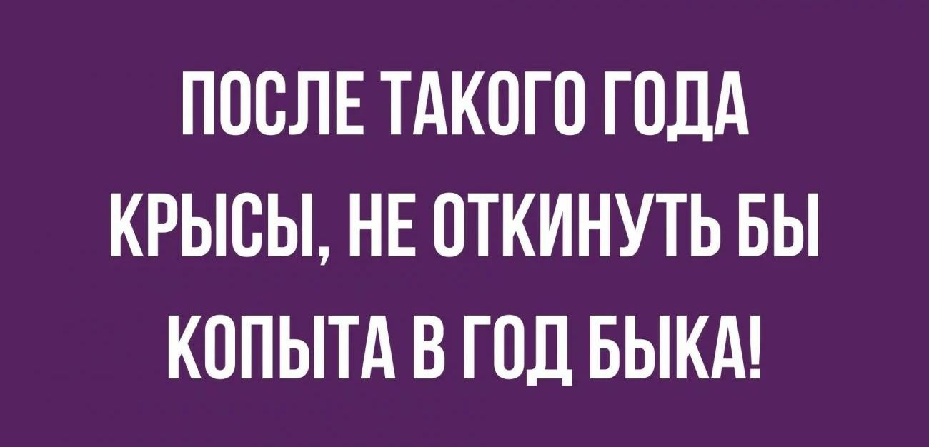 ПОСЛЕ ТАКОГО ГОДА КРЫСЫ НЕ ОТКИНУТЬ БЫ КОПЫТА В ГОД БЫКА
