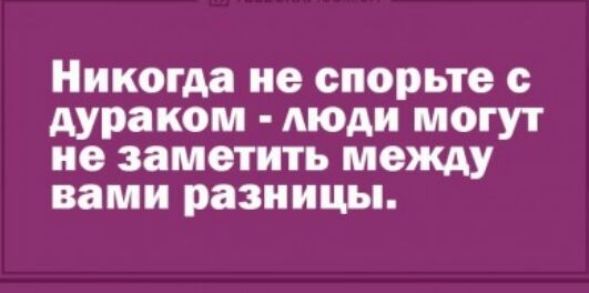 Никогда не спорьте дураком люди могут не заметить между вами разницы