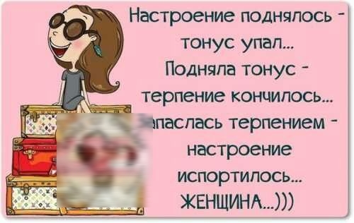 Настроение поднялось тонус упал Подняпа тонус терпение кончилось Цпаспась терпением настроение испортипось ЖЕНЩИНА