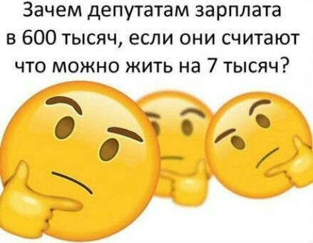 Зачем депутатам зарплата в 600 тысяч если они считают что можно жить на 7 тысяч