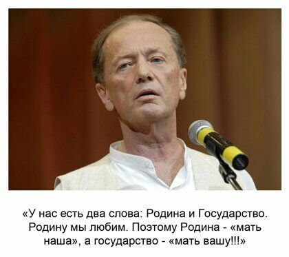 у нас есть два слова Родина и государство Родину мы любим Поэтому Родина мать наша_ а государство мать вашу