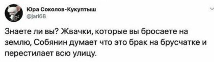 Юра соити кукутш ш 68 Знаете ли вы Жвачки которые вы бросаете на землю Собянин думает что это брак не брусчатке и перестилает всю улицу