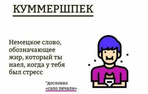 КУММЕРШПЕК Немецкое слово обозначающее жир который ты наеп когда у тебя был сгресс дослввип сало печали