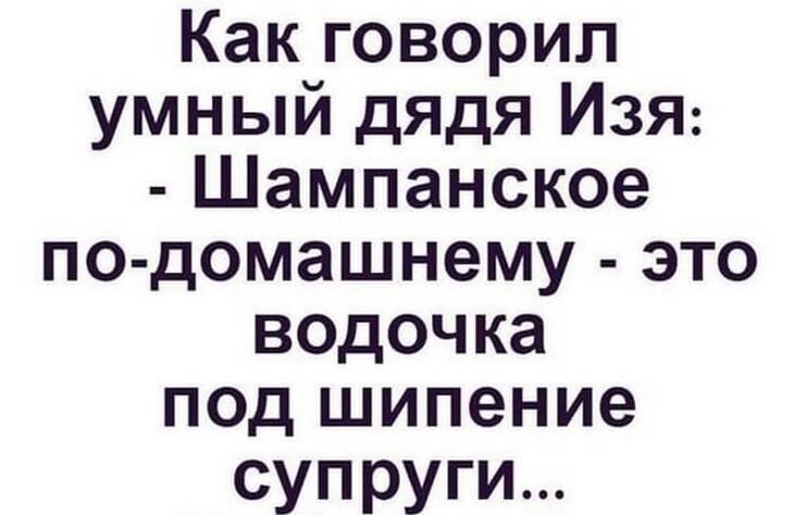 Какговорил умный дядя ИЗЯ ЦЦампанское по домашнему это водочка подъиипение супруги