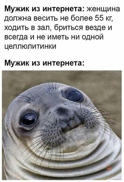 Мужик из интернета женщина должна весить не более 55 кг ходить в зал бриться везде и всегда и не иметь ни одной цеппюпитинки Мужик из интернета