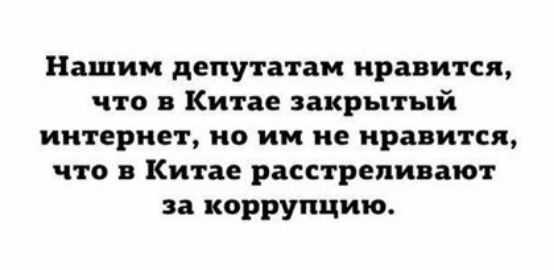 Нашим депутатам нравится что в Китае закрытый интернет но им не нравится что в Китае расстреливают за коррупцию