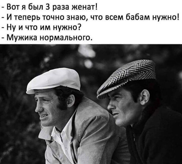 Вот я был 3 раза женат И теперь точно знаю что всем бабам нужно Ну и что им нужно Мужика нормального