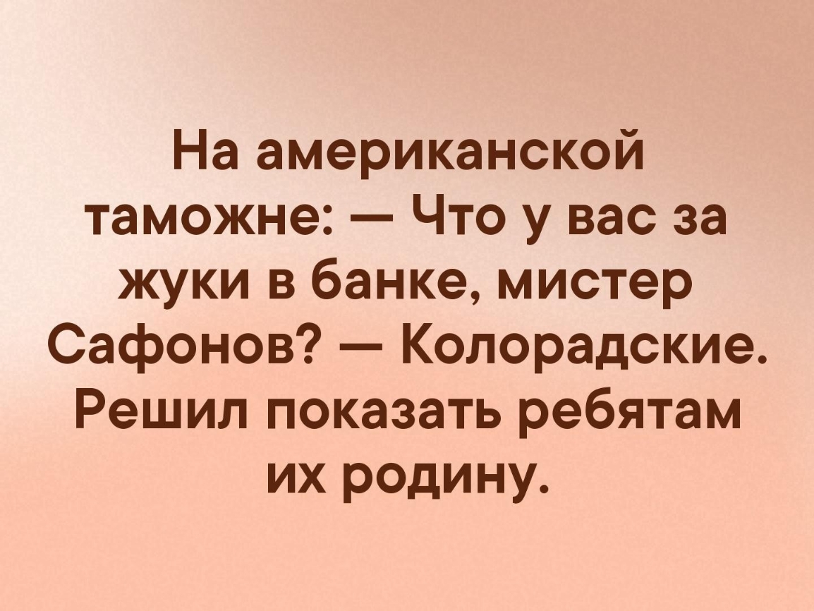 На американской таможне Что у вас за жуки в банке мистер Сафонов Колорадские Решил показать ребятам их родину