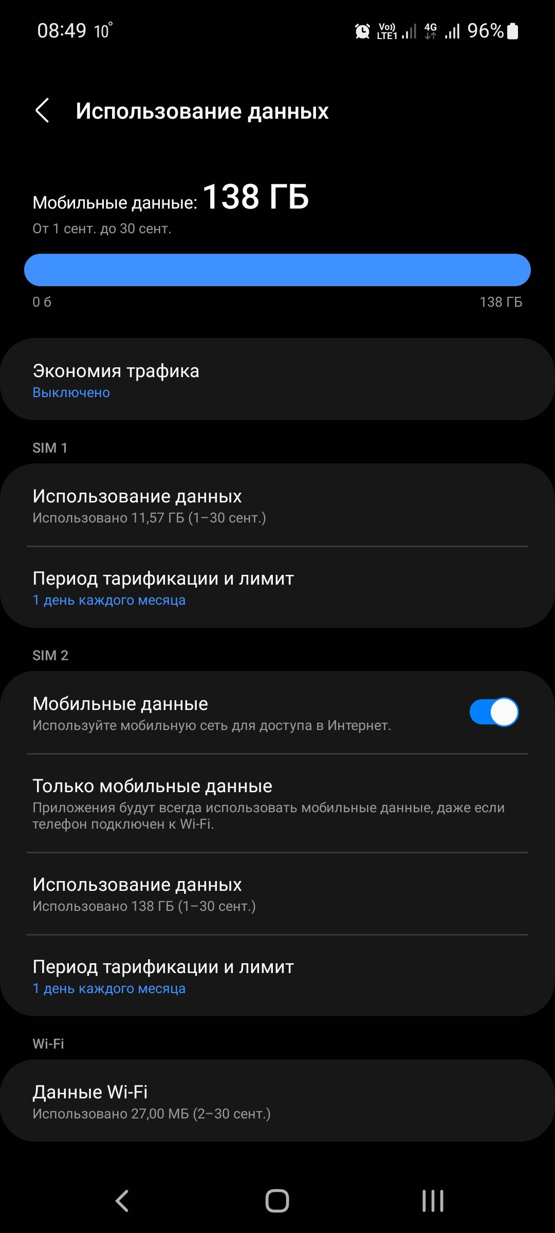 0849 ш и 96 Использоваиие данных мобильные данные 1 38 ГБ вшэ Экономия графика в зим Использование данных Испопьзоввнп п 57 ГБ зп сею Период тарификации и лимит зил Мобильные данные Ирпеньзуит мпйильщю для потуги в иы только мобильные даиньле Приложения буди всегда использовать мобильные панки чадам платон подключен им и Использование данных Икппльзовзнп ше гв нгзв Период тарификации и лимит Данны