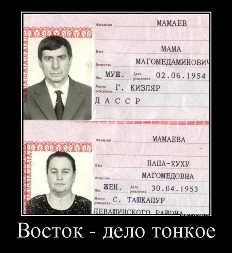 1МАЕВ МАМА МАГОМЕЦАМИНОВИ _ _ 021 1954 КИЗЕШГ АМАЕВА ПАПАХУХУ МАГНМЕШШНА _ _141ч53 1ШК ПИ Восток Дело тонкое