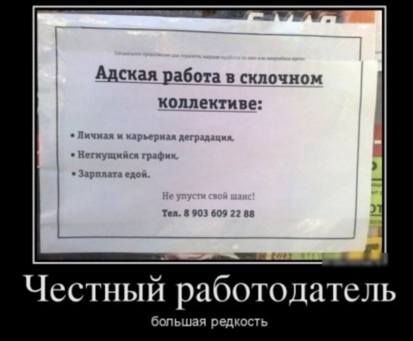 Адская работа в склочном коллективе Ним иры д ьН чмущишчгрнкъ адлан ___ Тел 8 9032109 77 88 Честный работодатель большая редкость