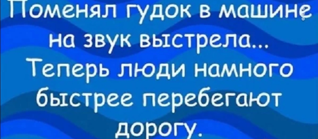 Поменял гудок в машине на звук выстрела Теперь люди намного быстрее перебегают дОРОГУ