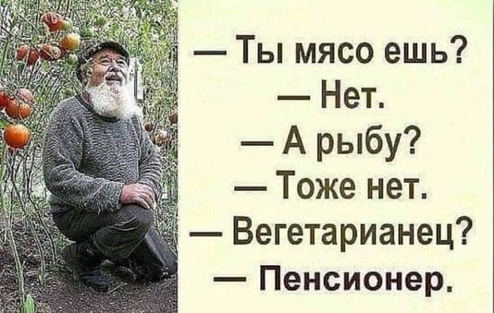д Ты мясо ешь Нет А рыбу Тоже нет Вегетарианец Пенсионер