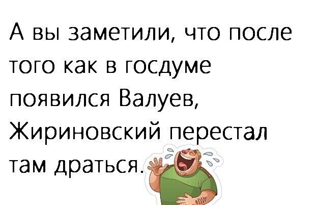 А вы заметили что после того как в госдуме появился Валуев Жириновский перестал там драться
