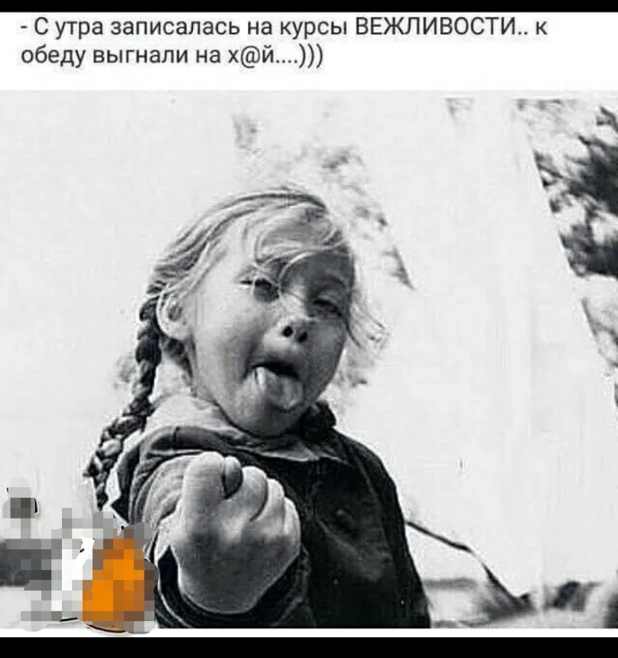 С утра записалась на курсы ВЕЖЛИВОСТИ к обеду выгнали на хй