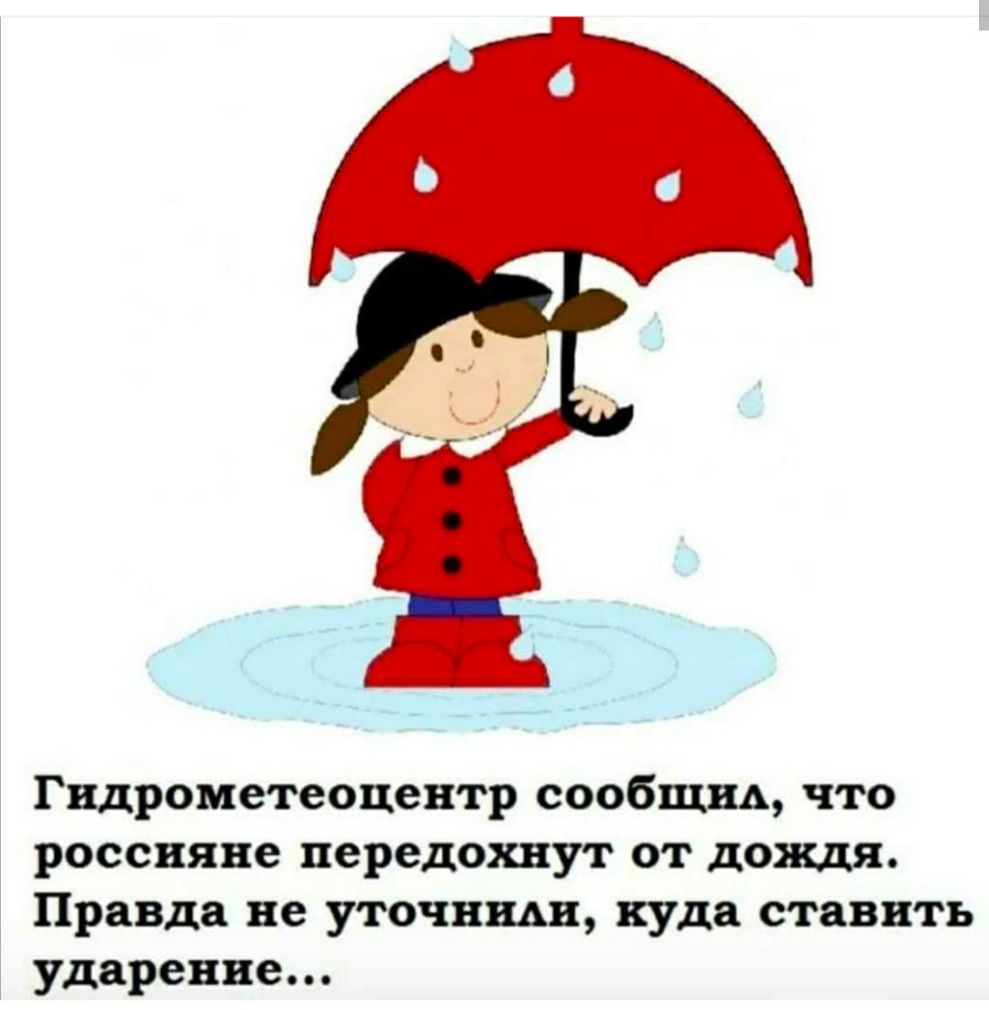 Гидрометеоцентр сообщим что россияне передохнут от дождя Правда не уточнив  куда ставить ударение - выпуск №259413