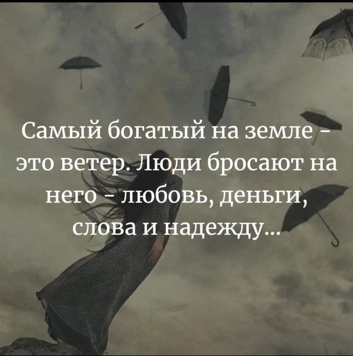 Самый богатый на земле это ветер Люди бросают на него любовь деньги слова и надежду