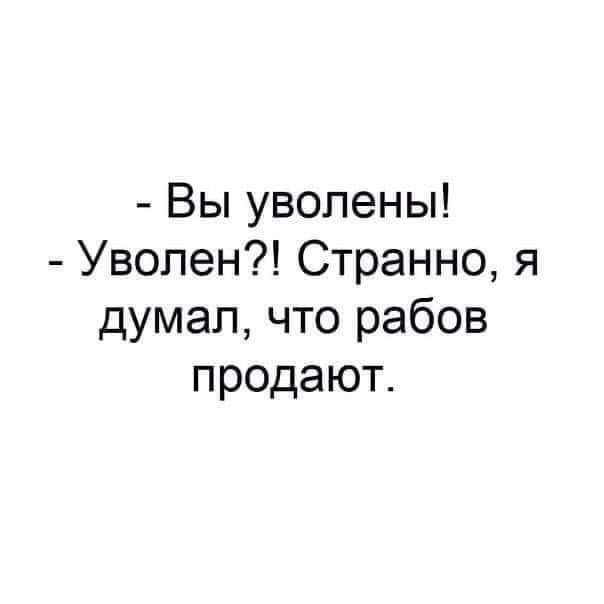 Вы уволены Уволен Странно я думал что рабов продают