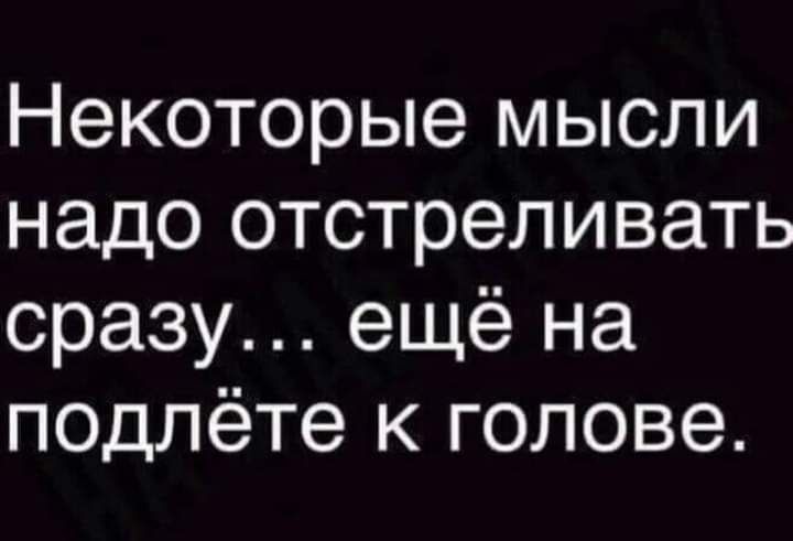 Некоторые мысли надо отстреливать сразу ещё на подлёте к голове