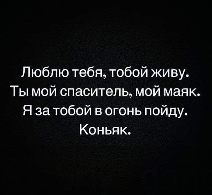 Люблю тебя тобой живу Ты мой спаситель мой маяк Я за тобой в огонь пойду Коньяк