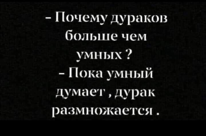 Почему дураков больше чем умных Пока умный думает дурак размнткаегся