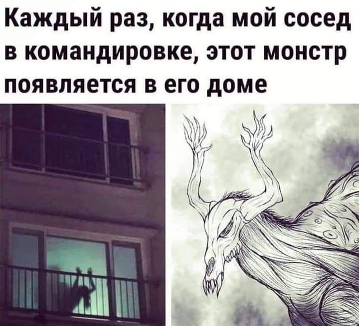 Каждый раз когда мой сосед в командировке этот монстр появляется в его доме