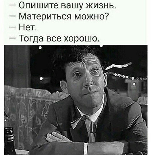Опишите вашу жизнь Материться можно Нет Тогда все хор
