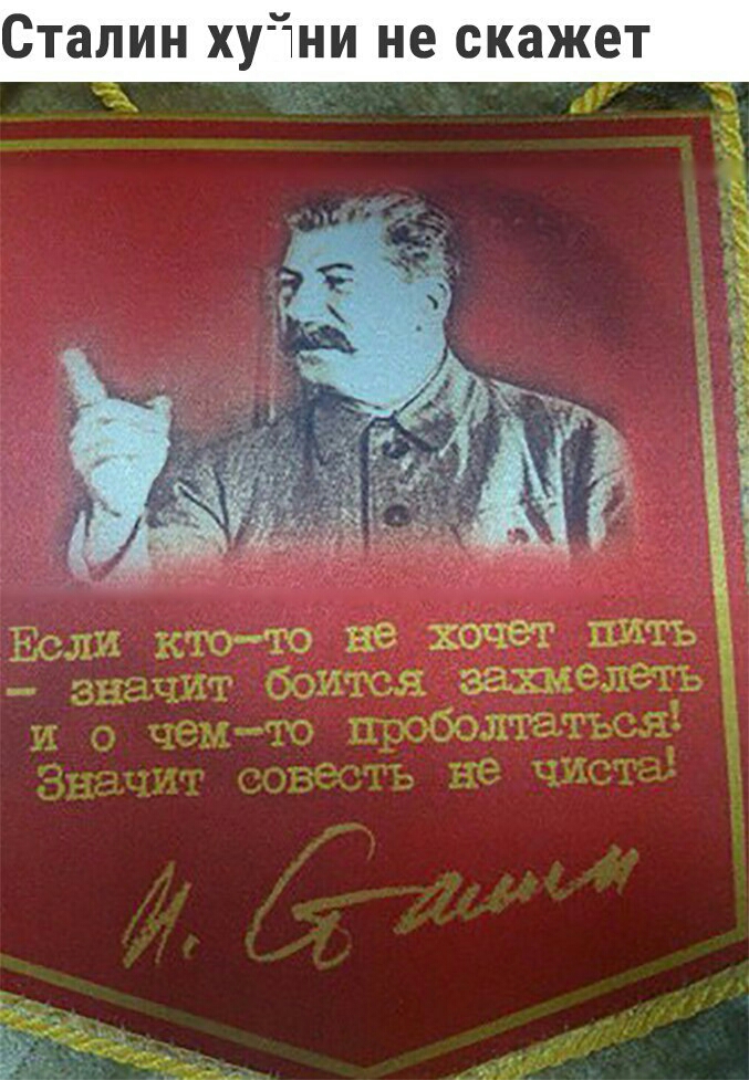 Сталин хутни не скажет п Если ктото не хочет пить значит боится захмелетъ и о чемто проболтаться Значит гг эвбтъ не чита