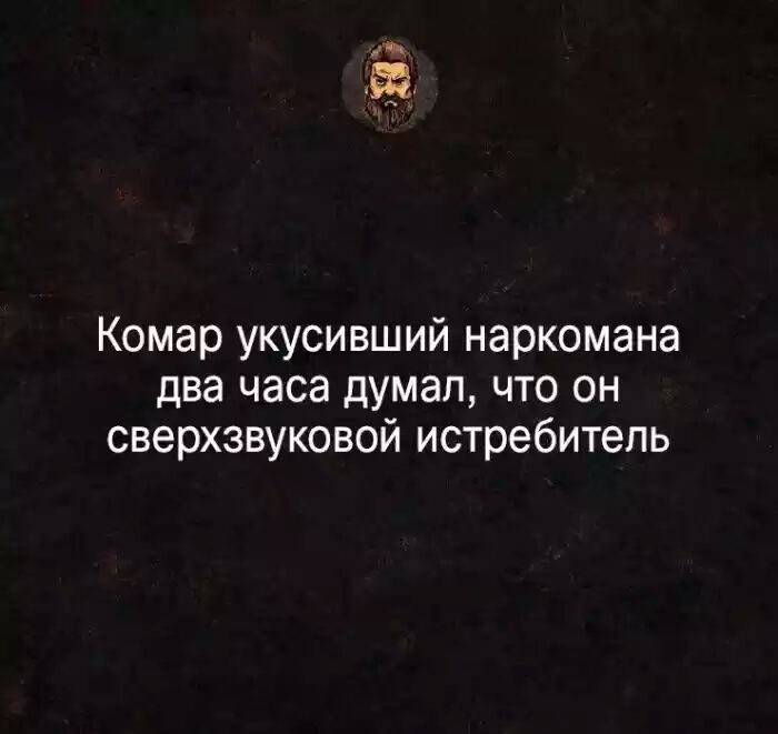 Комар укусивший наркомана два часа думал что он сверхзвуковой истребитель