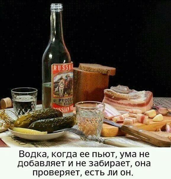 Водка когда ее пьют ума не Добавляет и не забирает она проверяет есть ли он