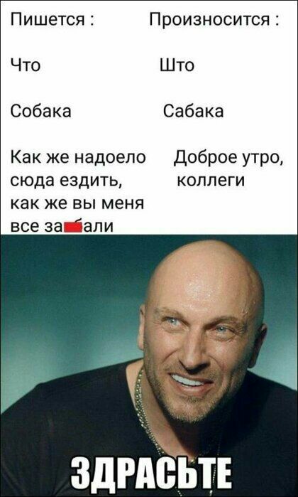 Пишется Произносится Что Што Собака Сабака Как же надоело Доброе утро сюда ездить коллеги как же вы меня все за али ЗДРАЁЁТЕ