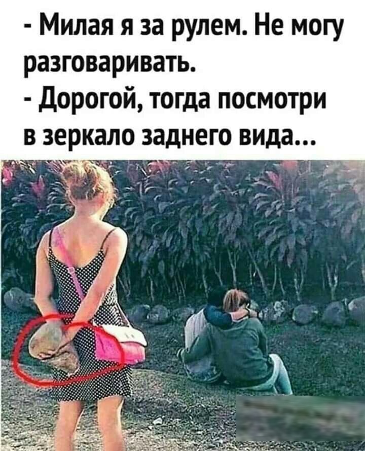 Милая я за рулем Не могу разговаривать Дорогой тогда посмотри в зеркало заднего вида г