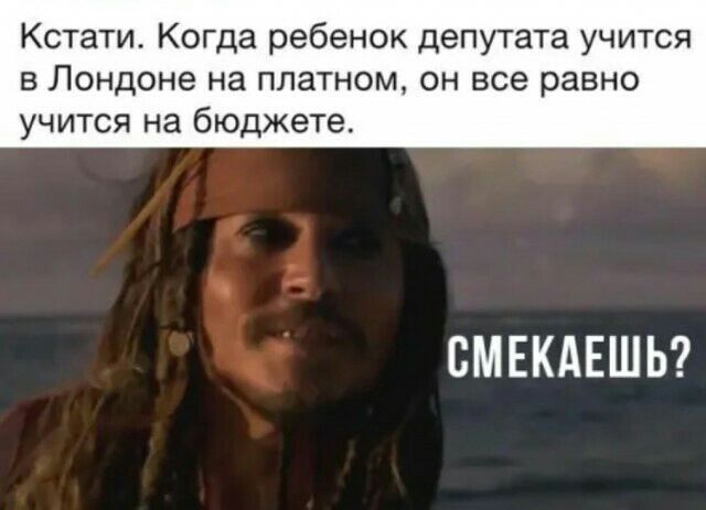 Кстати Когда ребенок депутата учится в Лондоне на платном он все равно учится на бюджете СМЕКАЕШЬ
