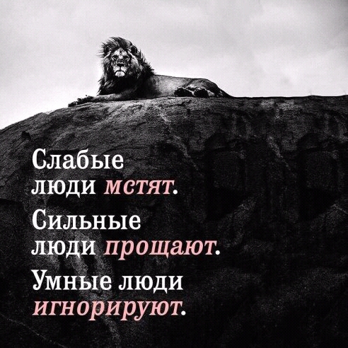 Слабые люди мстят Сильные люди прощают УМНЫе люди игнорируют