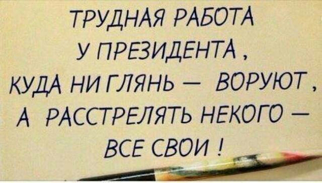 ТРУДНАЯ РАБОТА у ПРЕЗИДЕНТА КУДА ни глянь воруют А РАССТРЕЛЯТЬ НЕКОГО ВСЕ свои