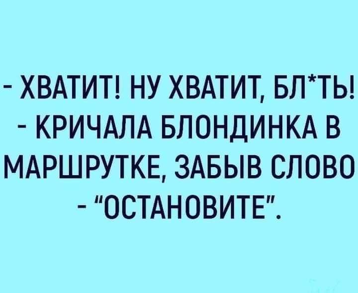 ХВАТИТ НУ ХВАТИТ БЛТЬ КРИЧАЛА БЛОНДИНКА В МАРШРУТКЕ ЗАБЫВ СЛОВО ОСТАНОВИТЕ
