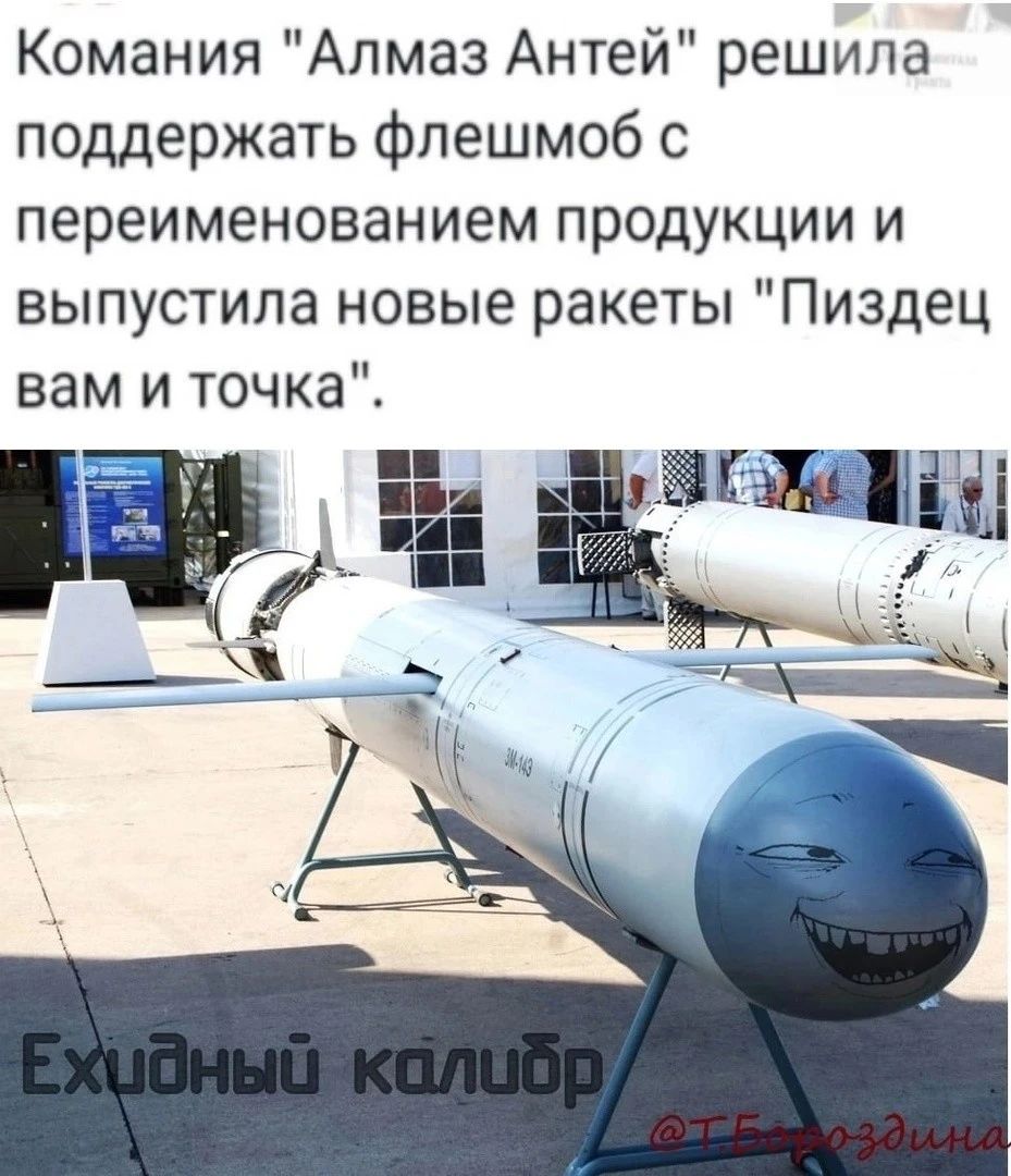 Комания Алмаз Антей решила поддержать Флешмоб с переименованием продукции и выпустила новые ракеты Пиздец вам и точка
