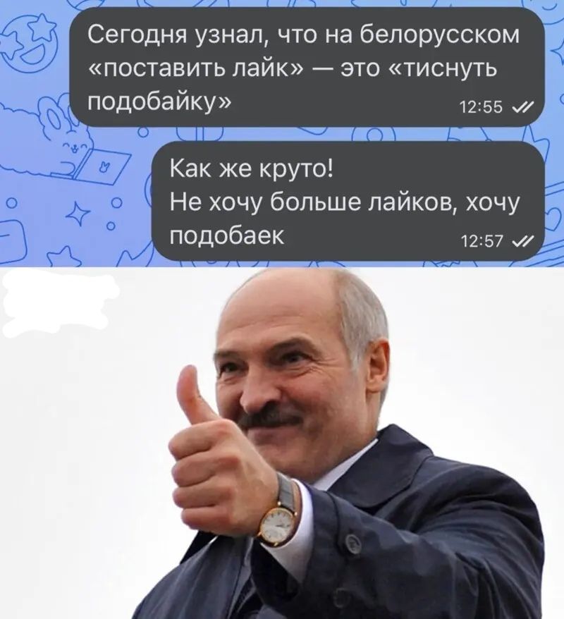 Сегодня узнал что на белорусском поставить лайк это тиснуть подобайку 55 Как же круто Не хочу больше пайков хочу подобаек тг 57