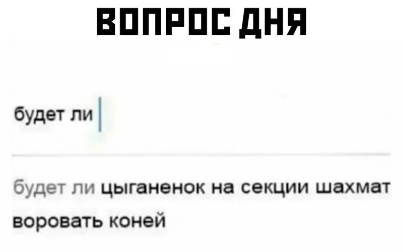 ВППРПЕДНЯ будет ли будет ли цыганенок на секции шахмат воровать коней