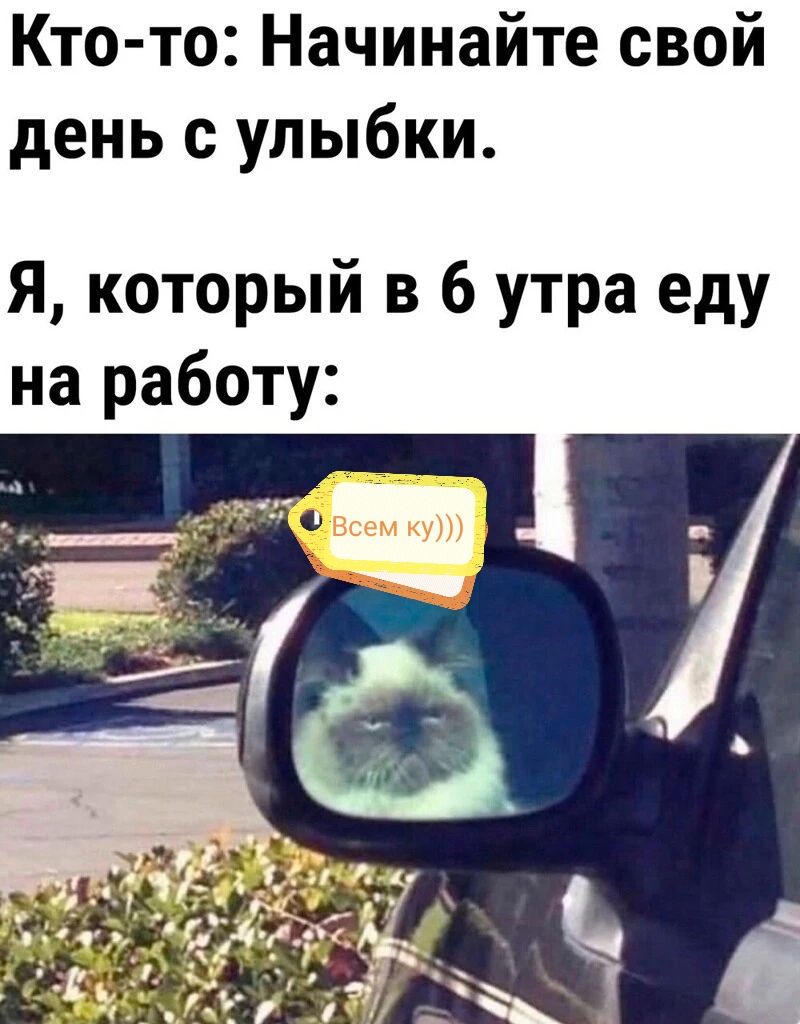 Кто то Начинайте свой день с улыбки Я который в 6 утра еду на работу