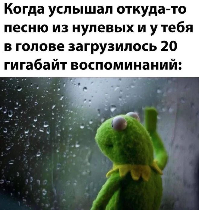 Когда услышал откуда то песню из нулевых и у тебя в голове загрузилось 20 гигабайт воспоминаний ы