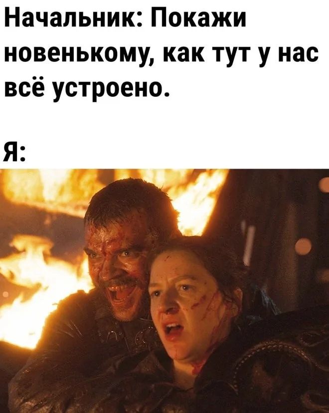 Начальник: Покажи новенькому, как тут у нас всё устроено. Я: