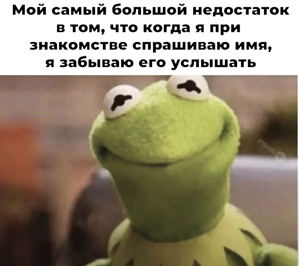 Мой самый большой недостаток в том, что когда я при знакомстве спрашиваю имя, я забываю его услышать