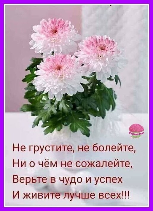 Не грустите не болейте Ни о чём не сожалейте Верьте в чудо и успех И живите лучше всех