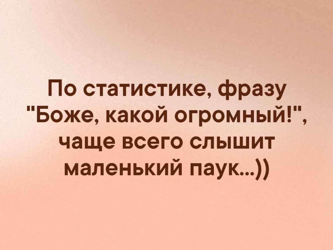 По статистике фразу Боже какой огромный чаще всего слышит маленький паук