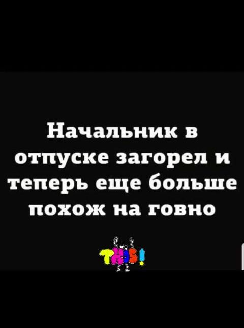 Начальник в отпуске загорел и теперь еще больше похож на говно 31