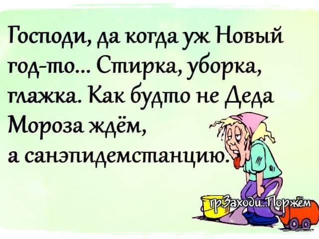 Господи да когда уж Новый годто Стирка уборка тажка Как будто не Деда Мороза ждём саъьэпидемспъанцию